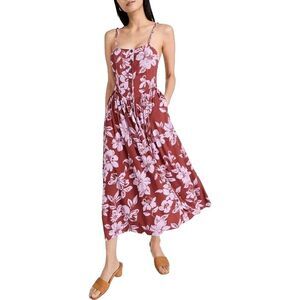 Free People The Perfect Sundress in Watermelon Combo Floral Maxi Red NWT SIZE M
